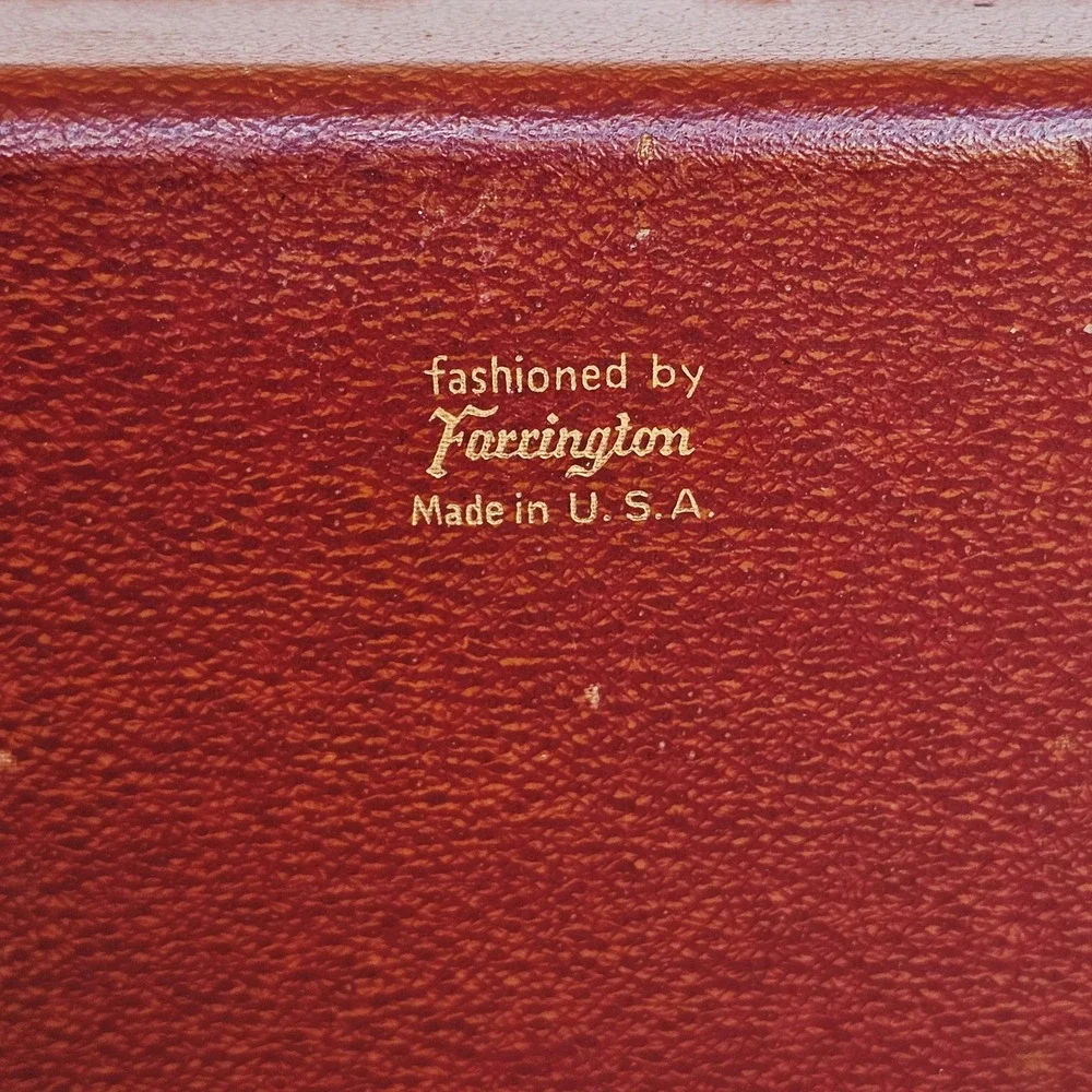 Vtg Farrington Brown Faux Leather Mens Valet Jewelry Box Nautical Ship Organizer